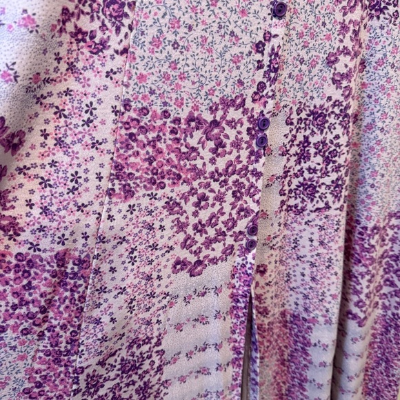 Floral Patchwork Print Maxi Dress Lavender Purple Vintage - Picture 5 of 7